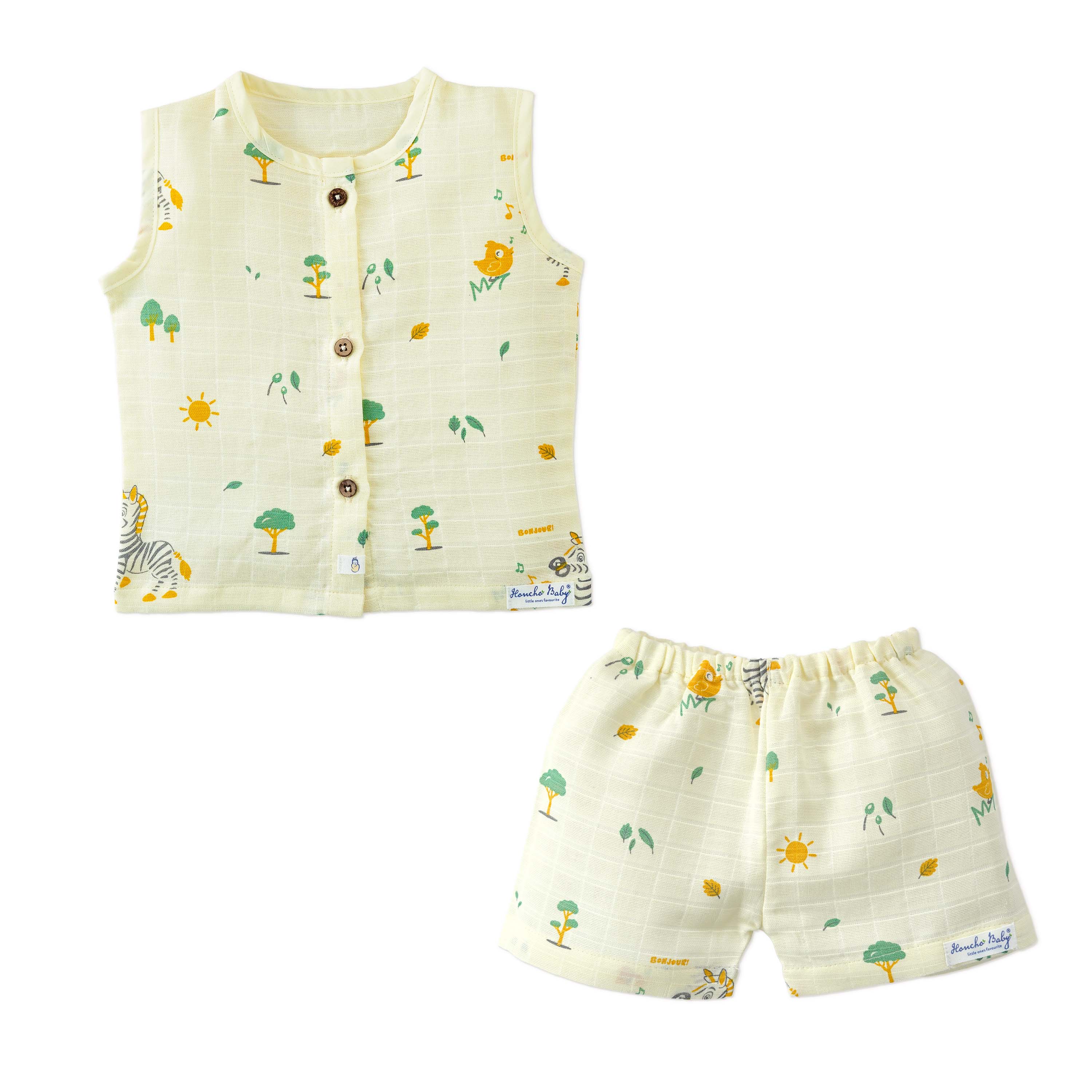 Muslin Cotton Sleeveless Top & Shorts for Babies & Toddlers (Newborn–5 Years) - Zebra Tales