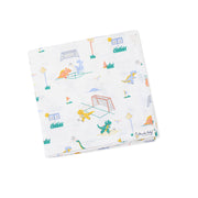 Dino & Football - Baby Muslin Swaddle Blanket | 100% Premium Cotton | 110x110 cm