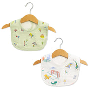 Reversible Muslin and Terry Bib Pack of 2 - Park Play Days & Dino & Football