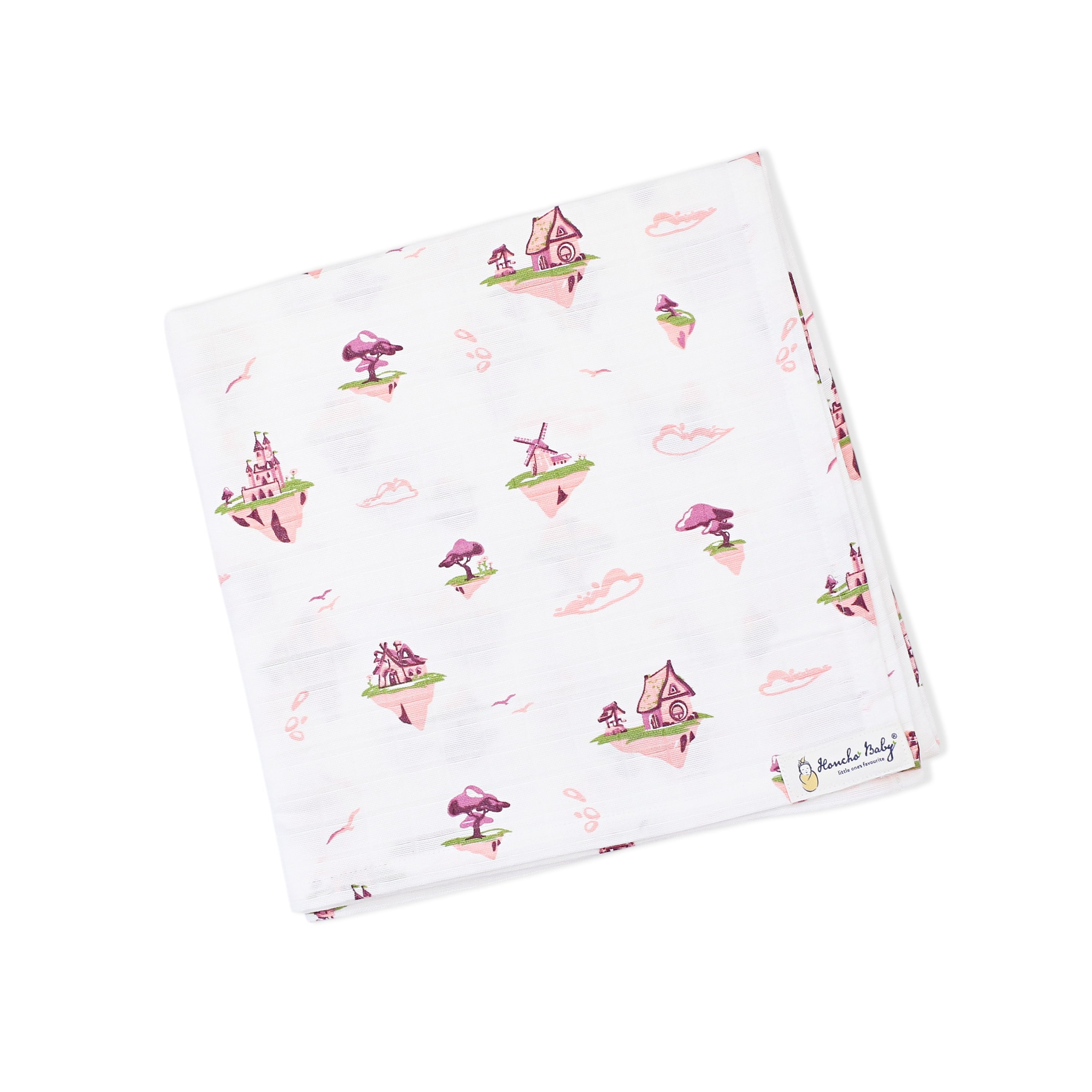 Floating Magic Tales - Baby Muslin Swaddle Blanket | 100% Premium Cotton | 110x110 cm