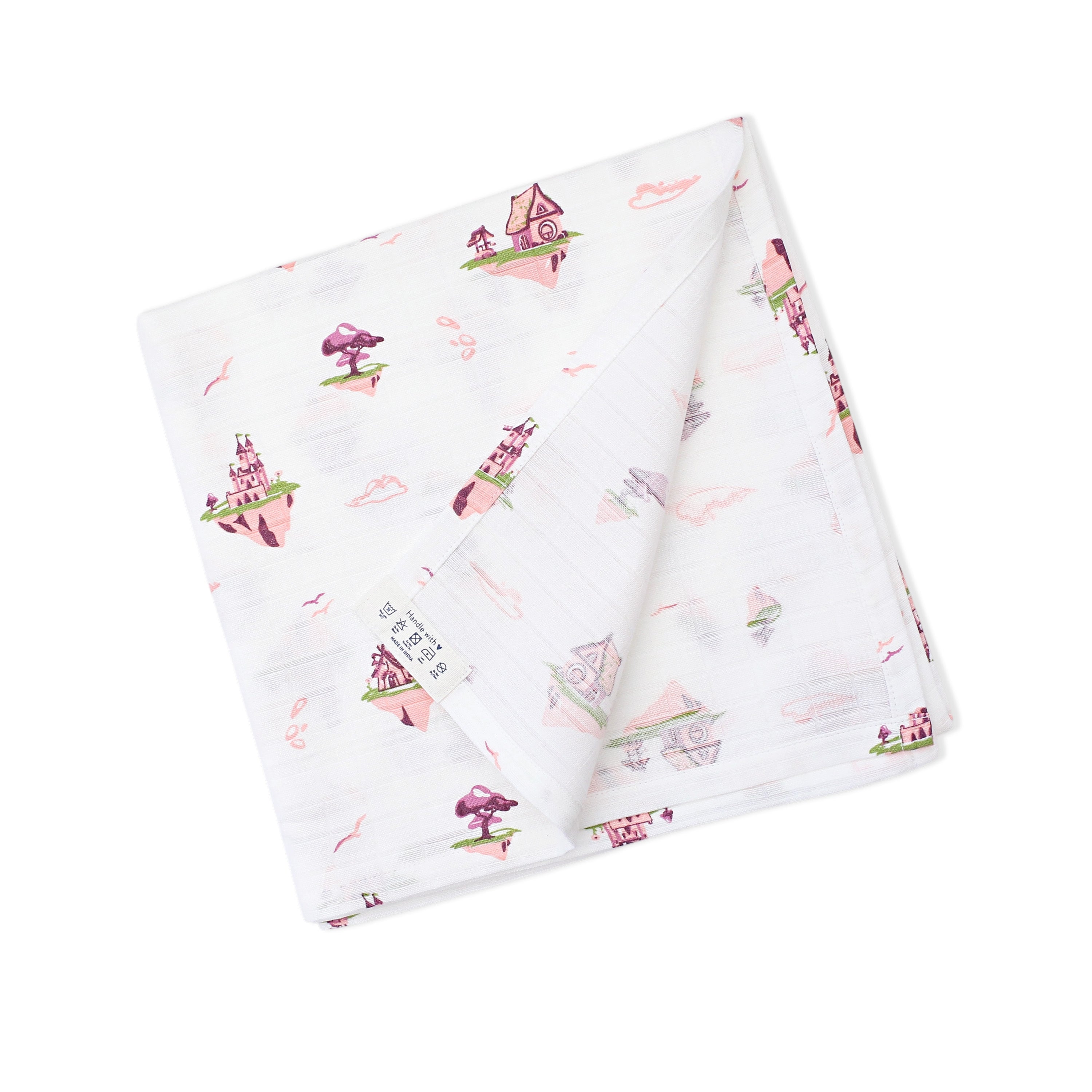 Floating Magic Tales - Baby Muslin Swaddle Blanket | 100% Premium Cotton | 110x110 cm