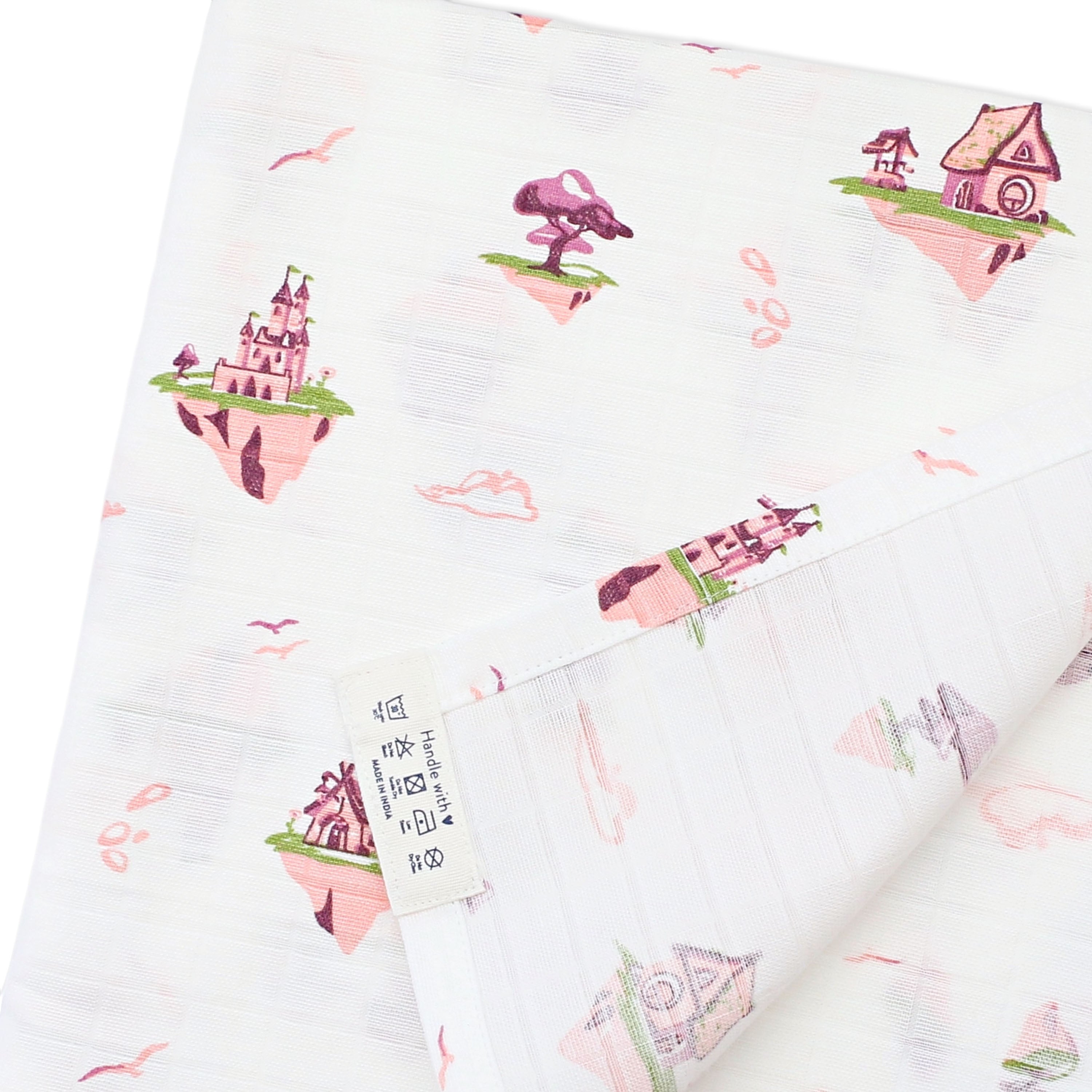 Floating Magic Tales - Organic Cotton (double layer) Baby Muslin Swaddle Set - 100 X 100 cms