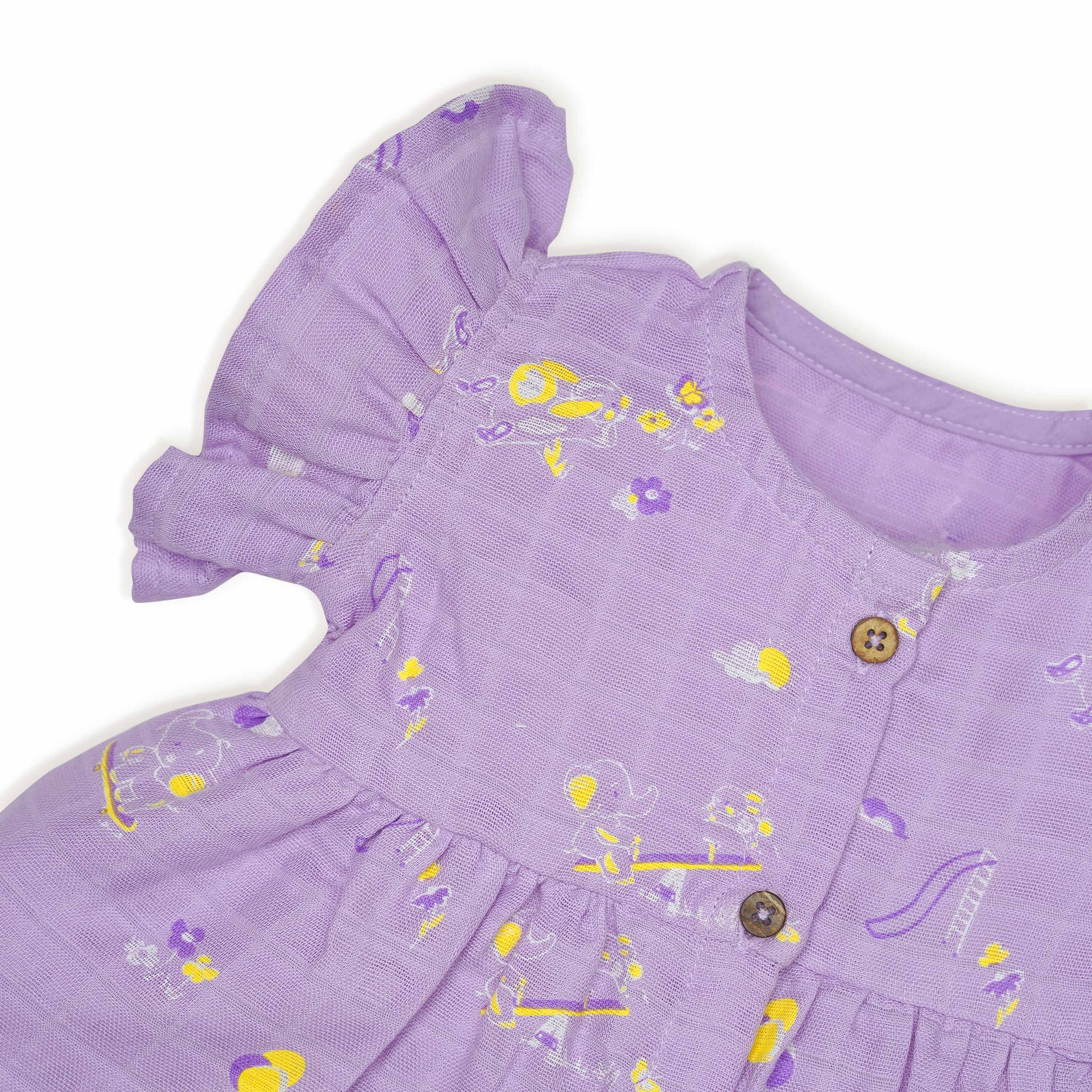 Frill Sleeve Muslin Cotton Girls Frock (0 months to 5 years) - Bunny and Bumbles