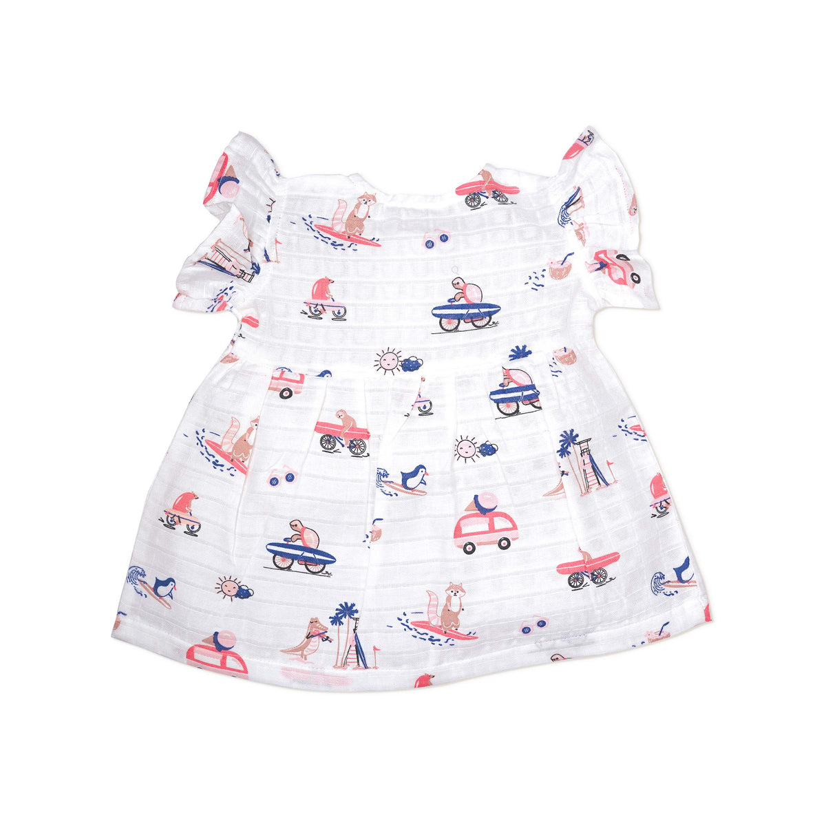Frill Sleeve Muslin Cotton Girls Frock (0 months to 5 years) - Tiny Surf Club