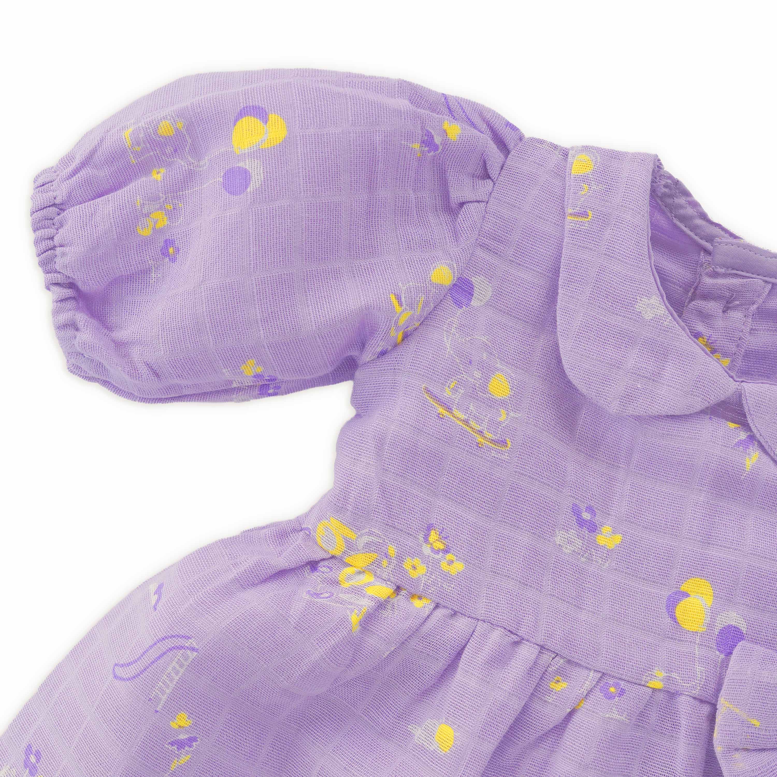 Bunny & Bumbles - Half Sleeve Puff Muslin Cotton Frock with Bow (0m to 5 years)