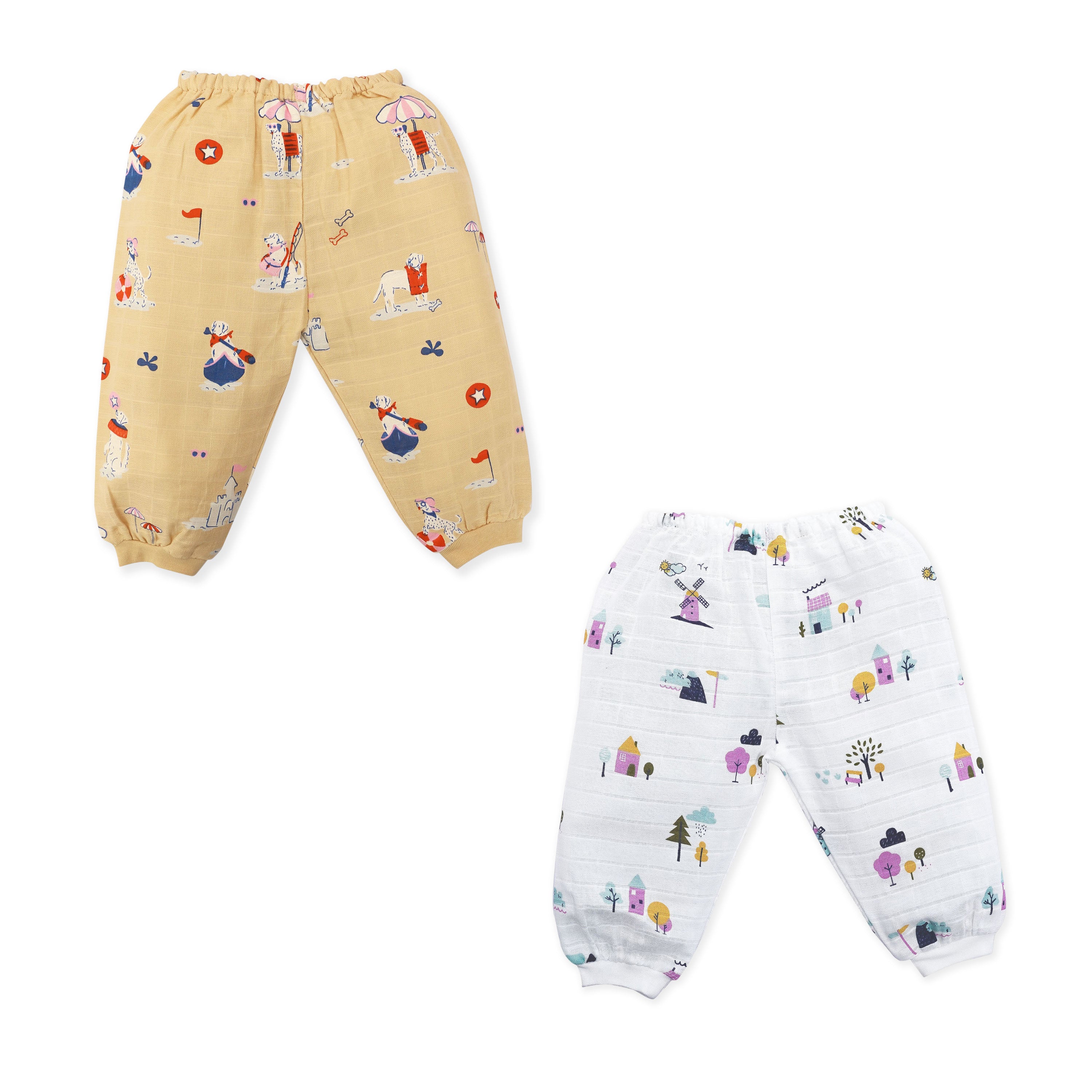 Muslin Unisex Pant for 0-3 Months - 2 & 3 Pack