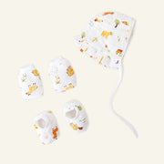 Baby Cap, Mittens and booties Set - Tiny Jungle Adventures (0 - 3 months)