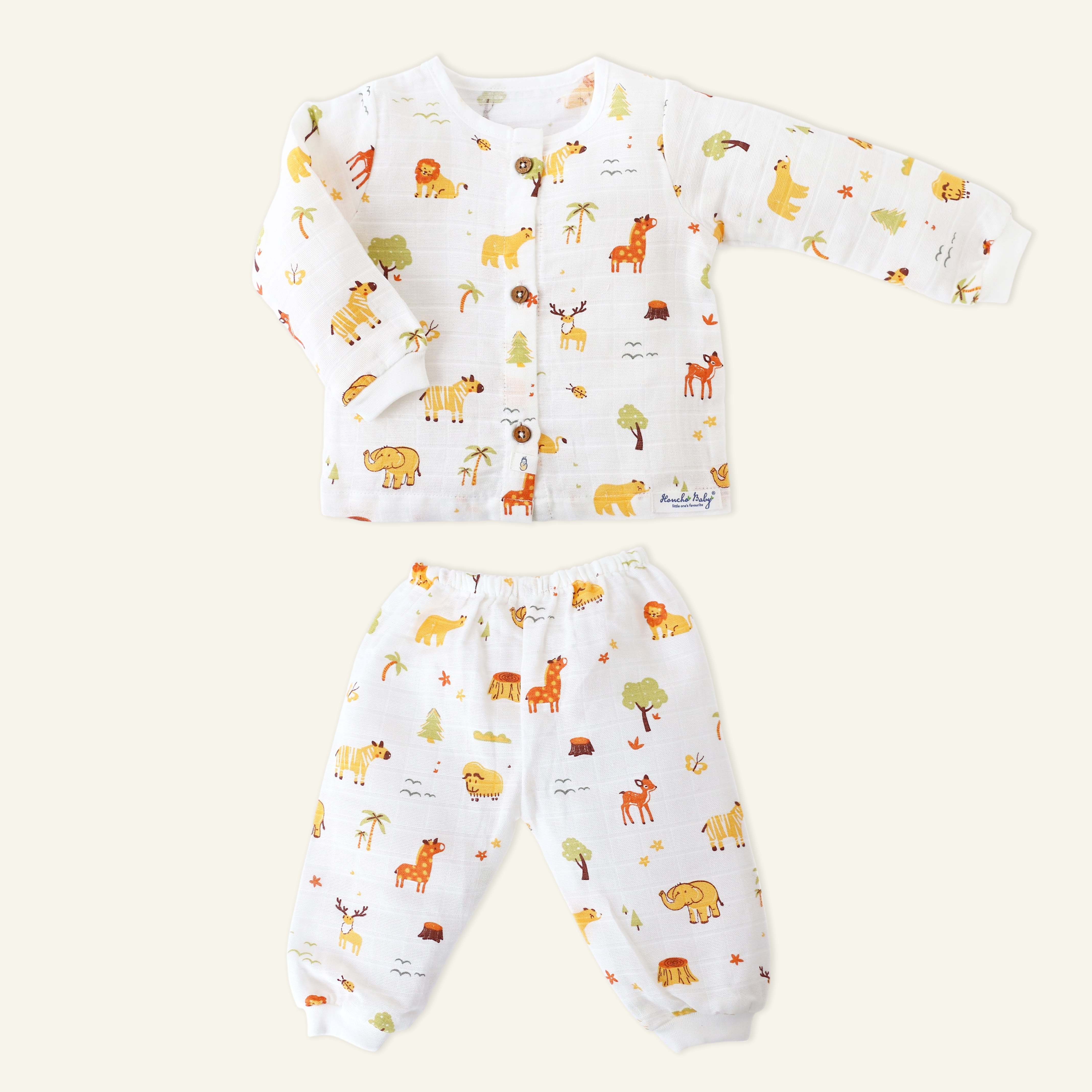 Tiny Jungle Adventures - Unisex Full Sleeve and Pant set  (0M - 4years) NEW