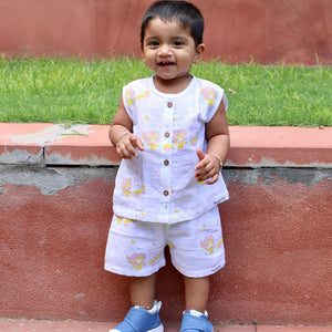 Muslin Cotton Sleeveless Top & Shorts for Babies & Toddlers (Newborn–5 Years) - Lion and the Bird