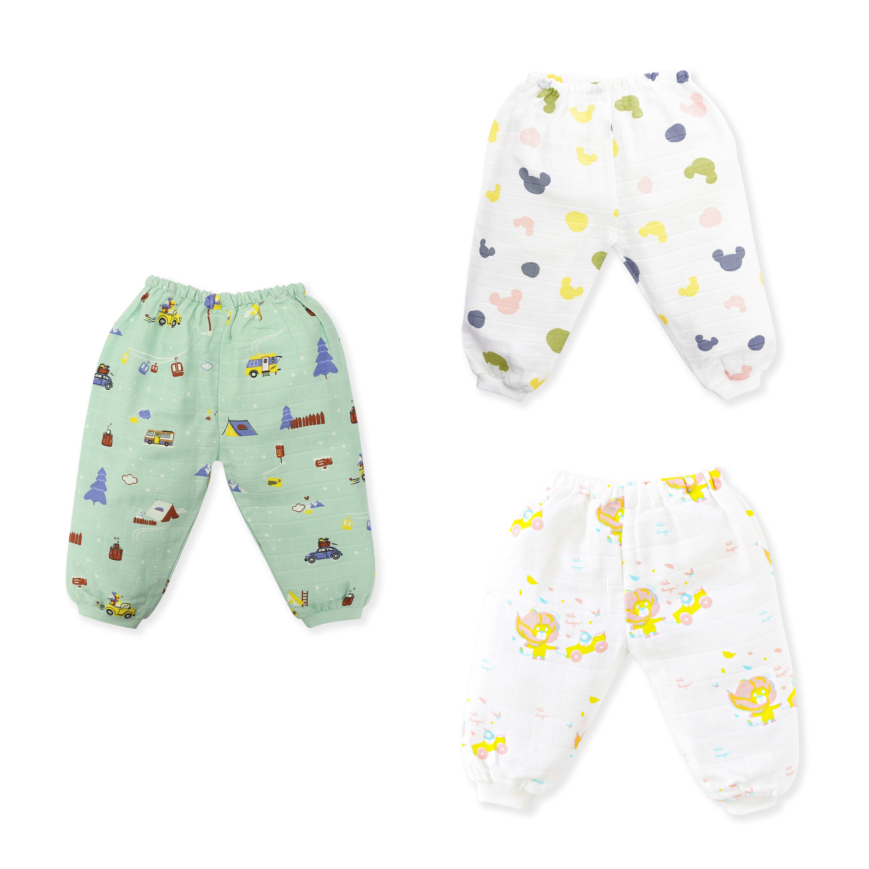 Muslin Unisex Pant for 0-3 Months - 2 & 3 Pack