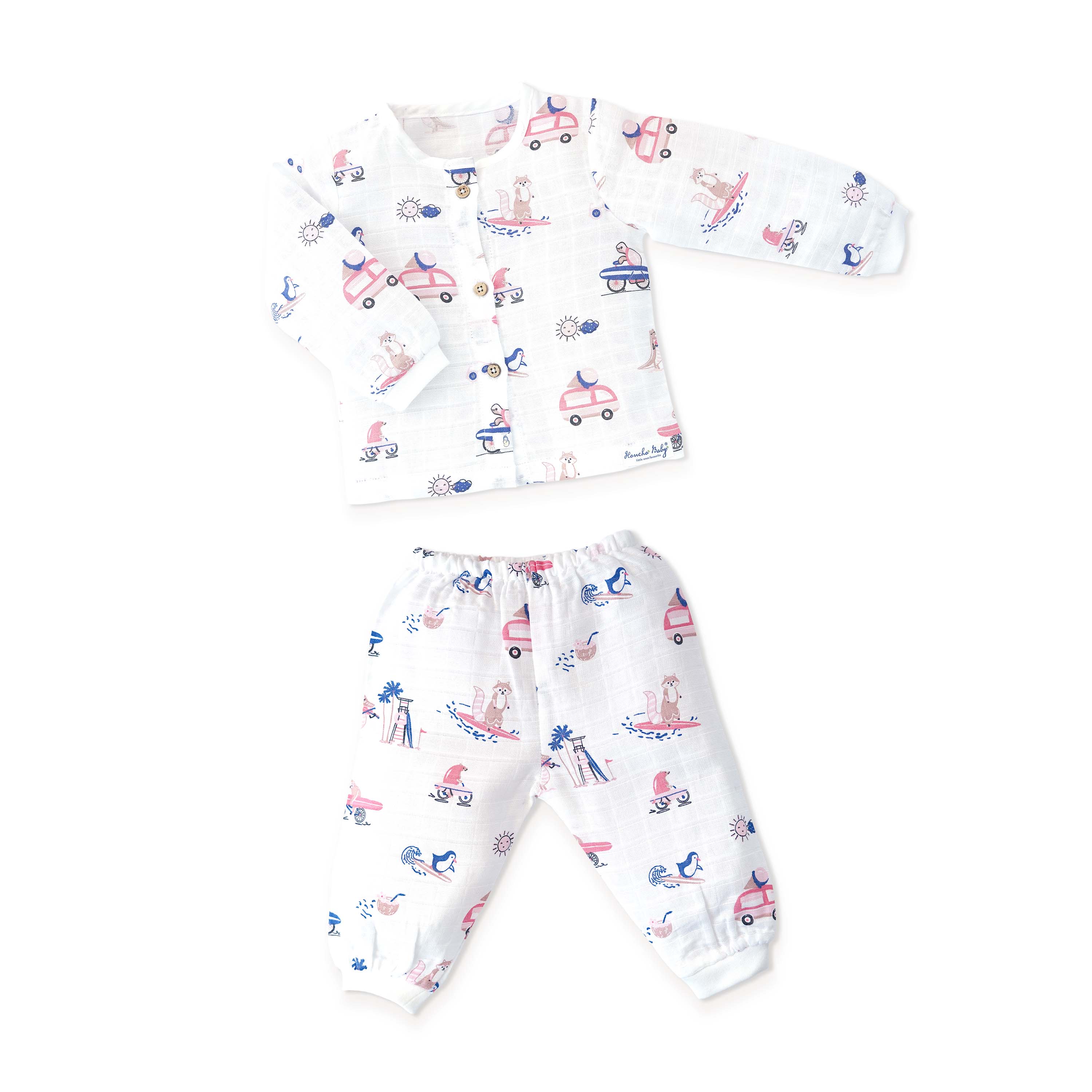 Muslin Cotton Full Sleeve Top & Pant Set for Baby & Toddler (0–5 Years) - Tiny Surf Club