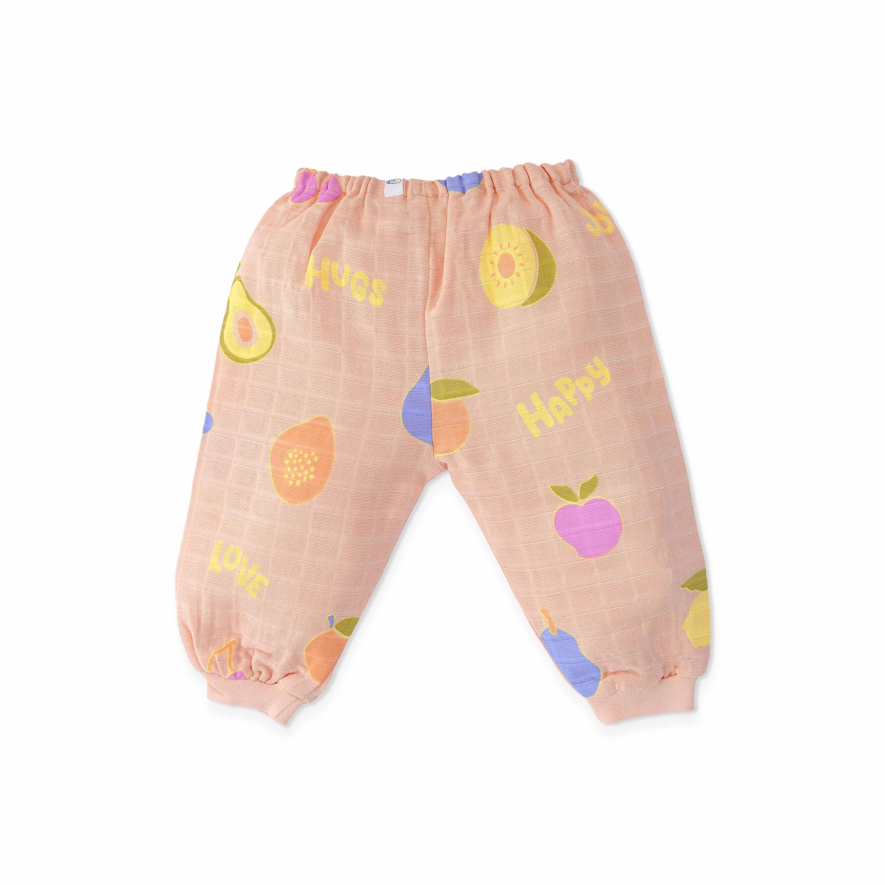 Muslin Cotton Full Sleeve Top & Pant Set for Baby & Toddler (0–5 Years) - Fruit Hugs