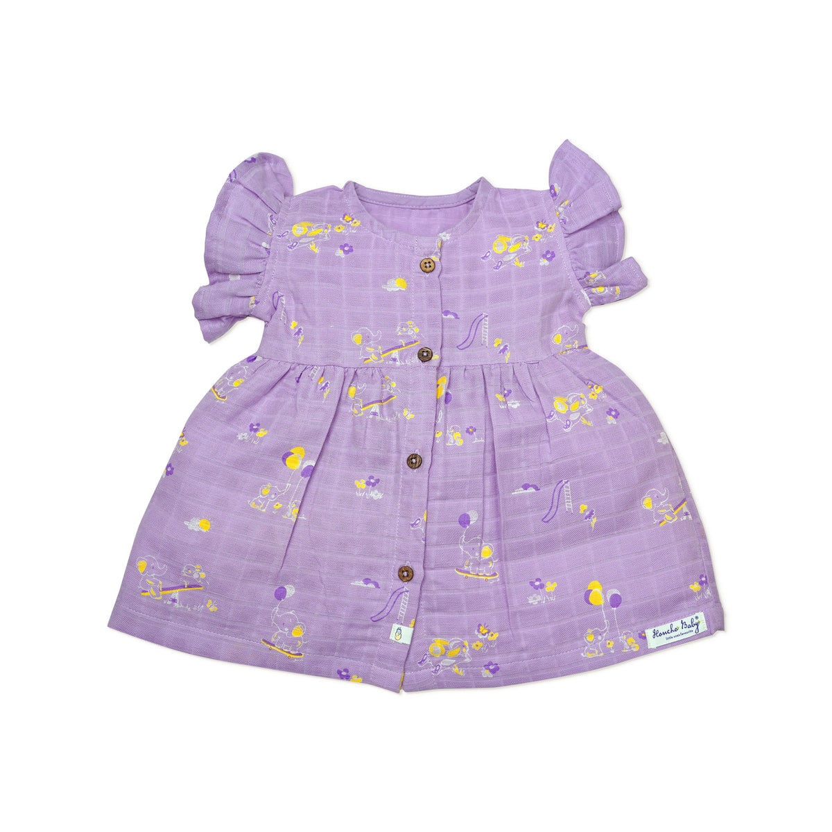 Frill Sleeve Muslin Cotton Girls Frock (0 months to 5 years) - Bunny and Bumbles