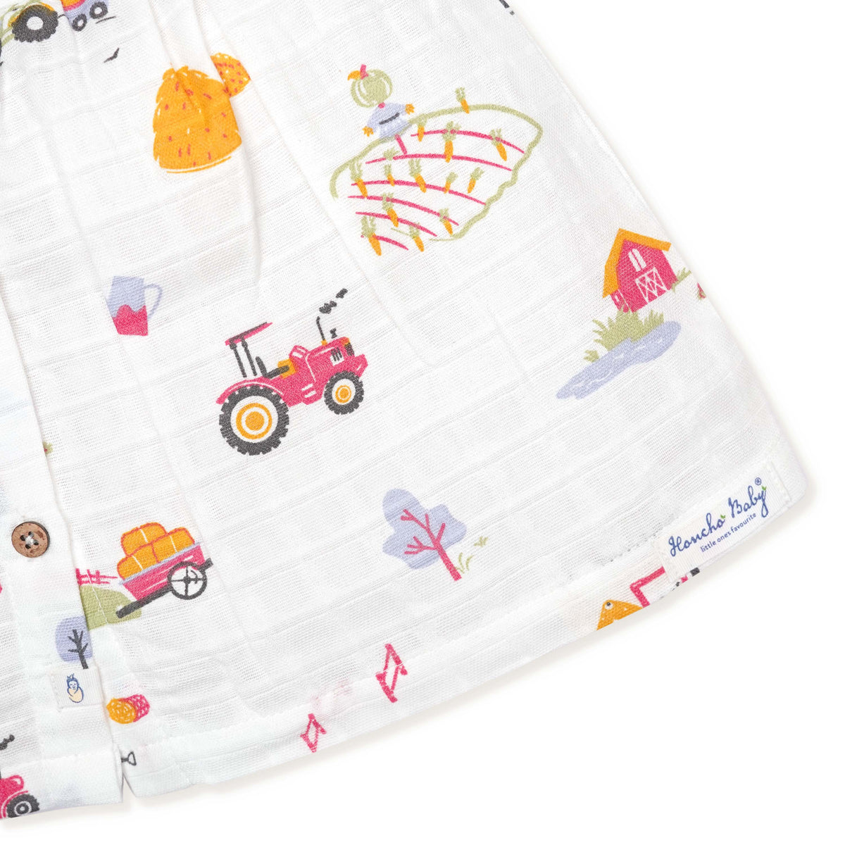 Frill Sleeve Muslin Cotton Girls Frock (0 months to 5 years) - Farmyard Fun