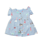 Frill Sleeve Muslin Cotton Girls Frock (0 months to 5 years) - Lighthouse Magic