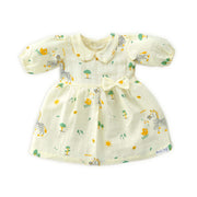 Zebra Tales - Half Sleeve Puff Muslin Cotton Frock with Bow (0m to 5 years)