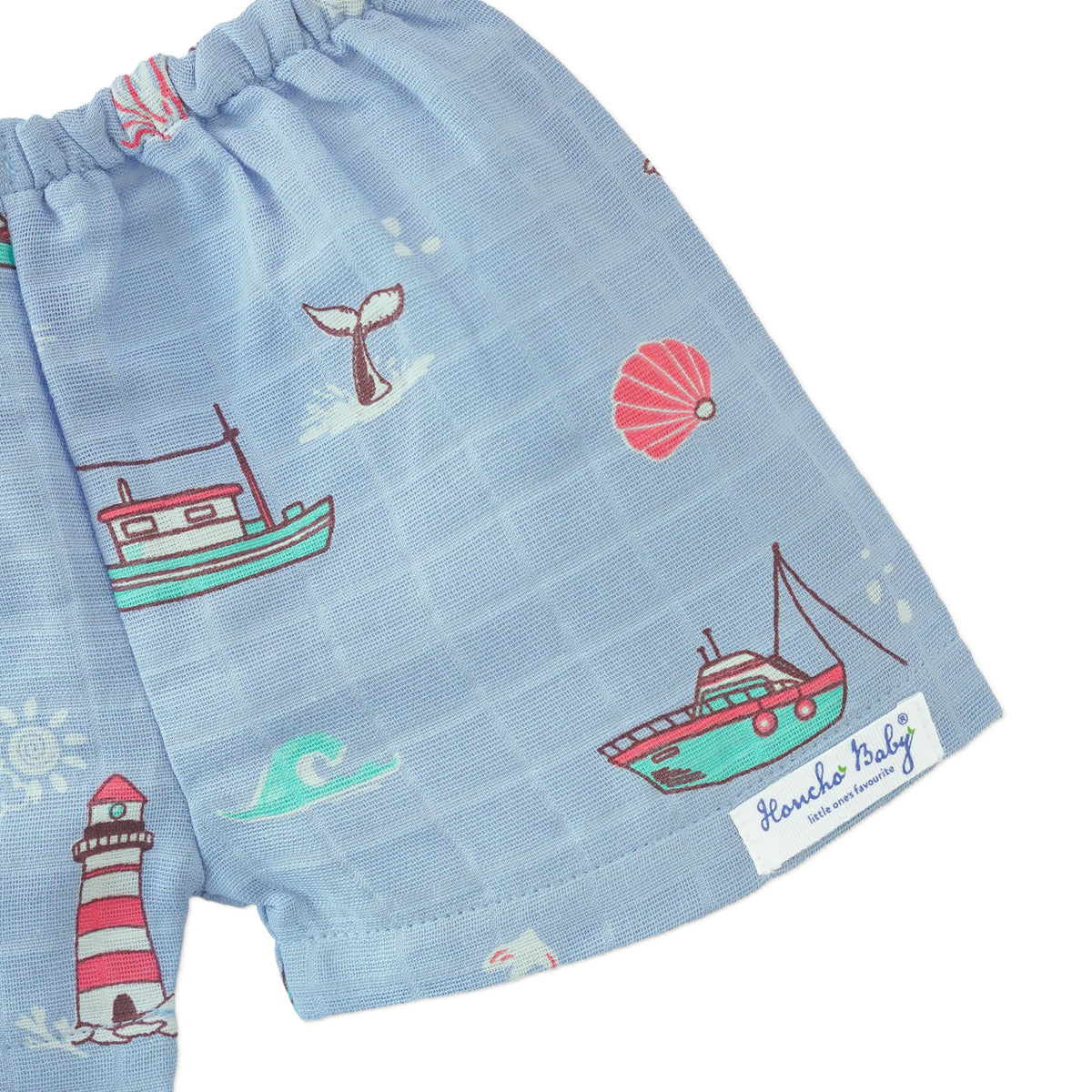 Muslin Cotton Sleeveless Top & Shorts for Babies & Toddlers (Newborn–5 Years) - Lighthouse Magic