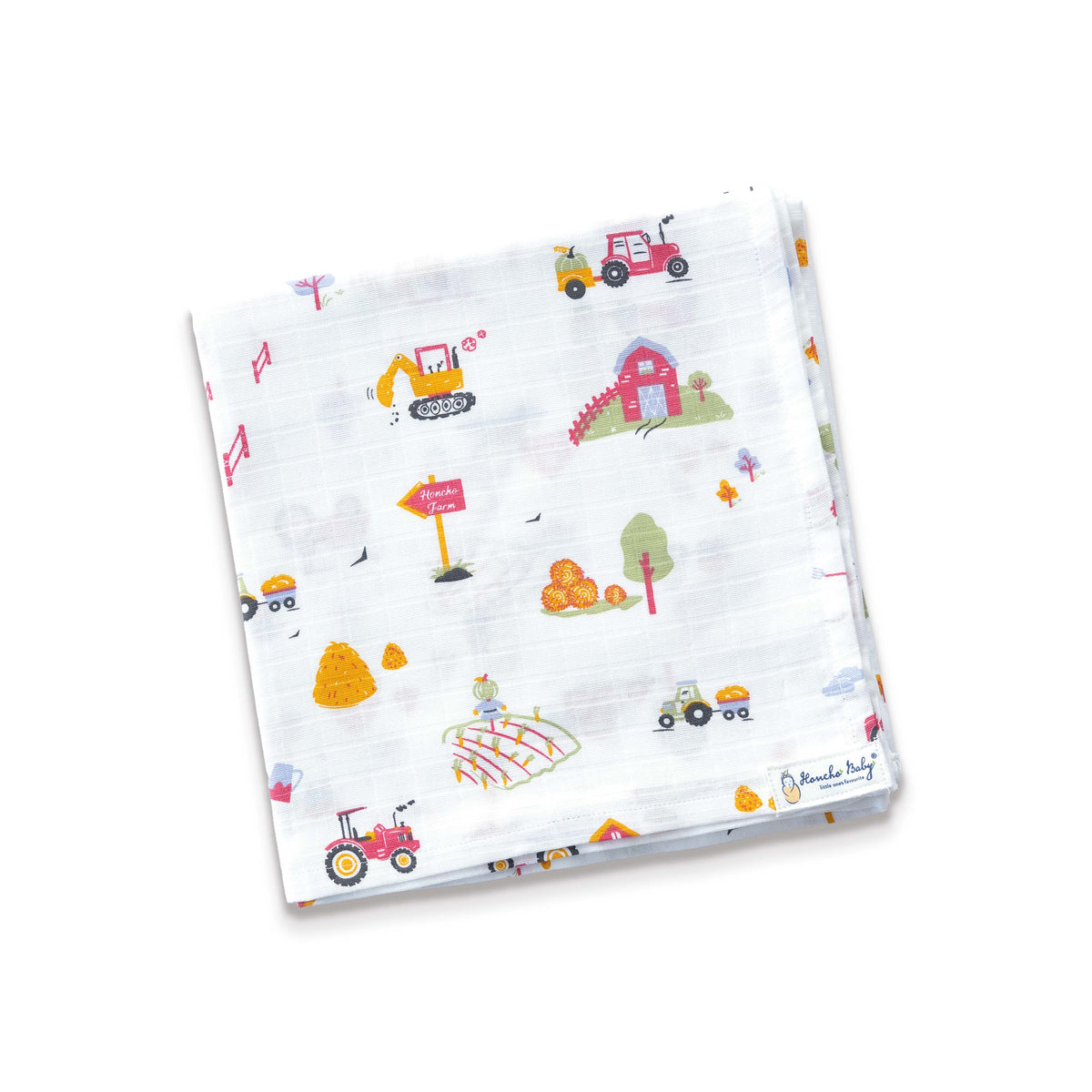 Farmyard Fun - Baby Muslin Swaddle Blanket | 100% Premium Cotton | 110x110 cm