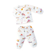 Muslin Cotton Full Sleeve Top & Pant Set for Baby & Toddler (0–5 Years) - Farmyard Fun