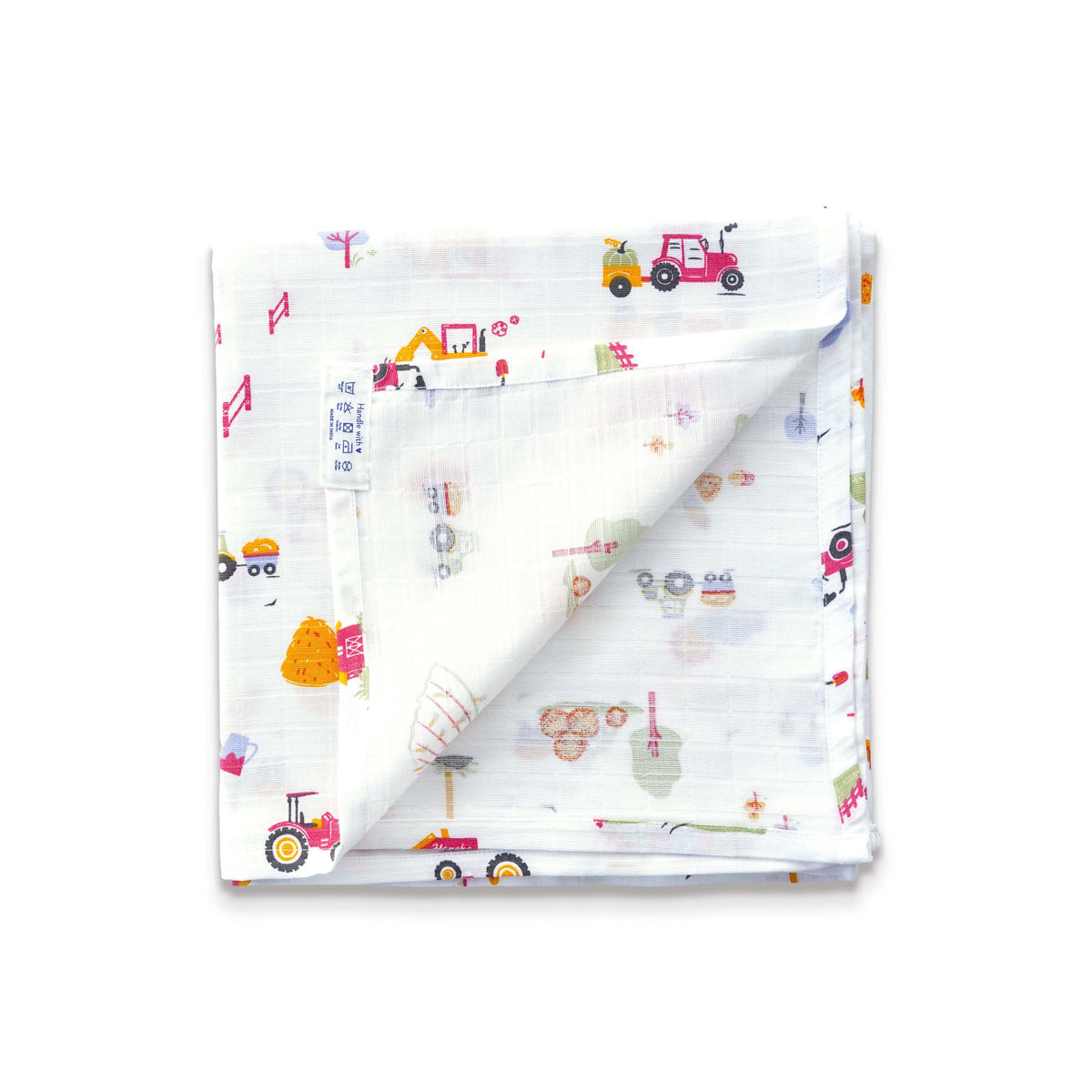 Farmyard Fun - Baby Muslin Swaddle Blanket | 100% Premium Cotton | 110x110 cm