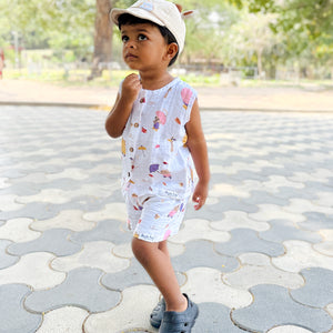 Teddy's Windy Walk - Muslin Unisex Sleeveless top & Shorts (0 - 4years) NEW