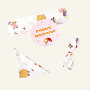 Teddy's Windy Walk - Organic Cotton (double layer) Baby Muslin Swaddle Set - 100 X 100 cms