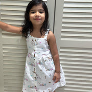 Sleeveless Muslin Cotton Frock with Bow (0 months to 5 years) - Tiny Wheels & Wonders
