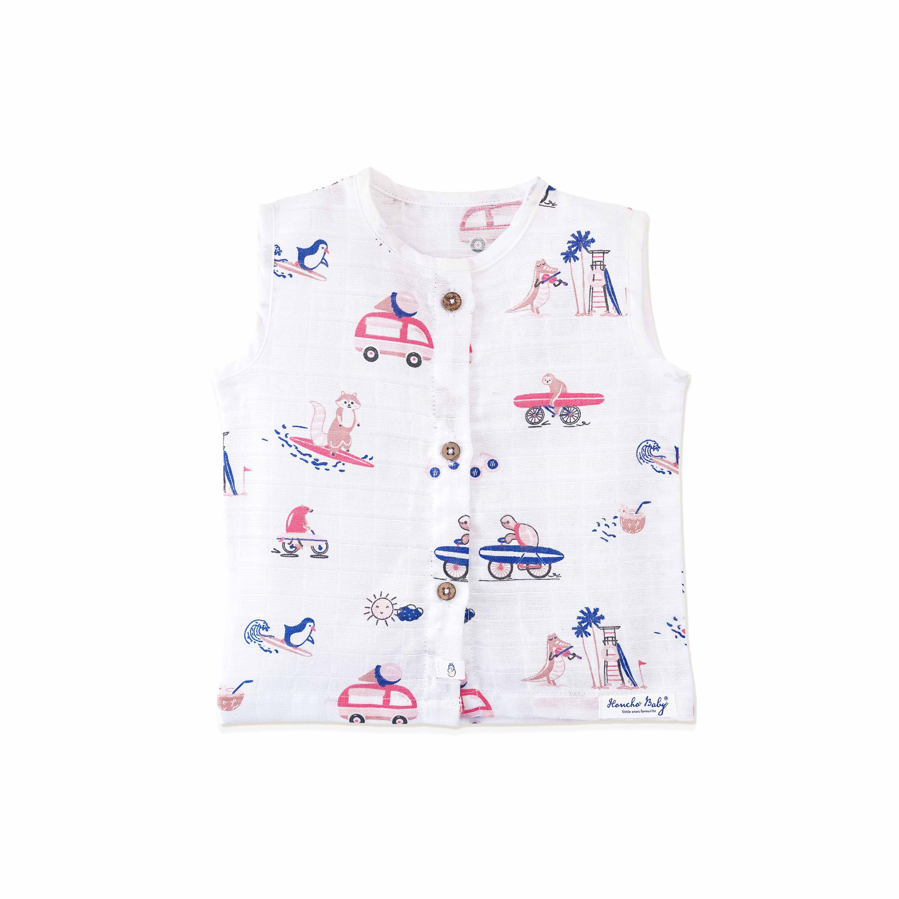 Muslin Cotton Sleeveless Top & Shorts for Babies & Toddlers (Newborn–5 Years) - Tiny Surf Club