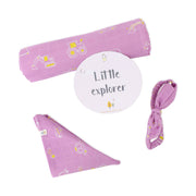 Busy Little Wheels - Organic Cotton (double layer) Baby Muslin Swaddle Set - 100 X 100 cms